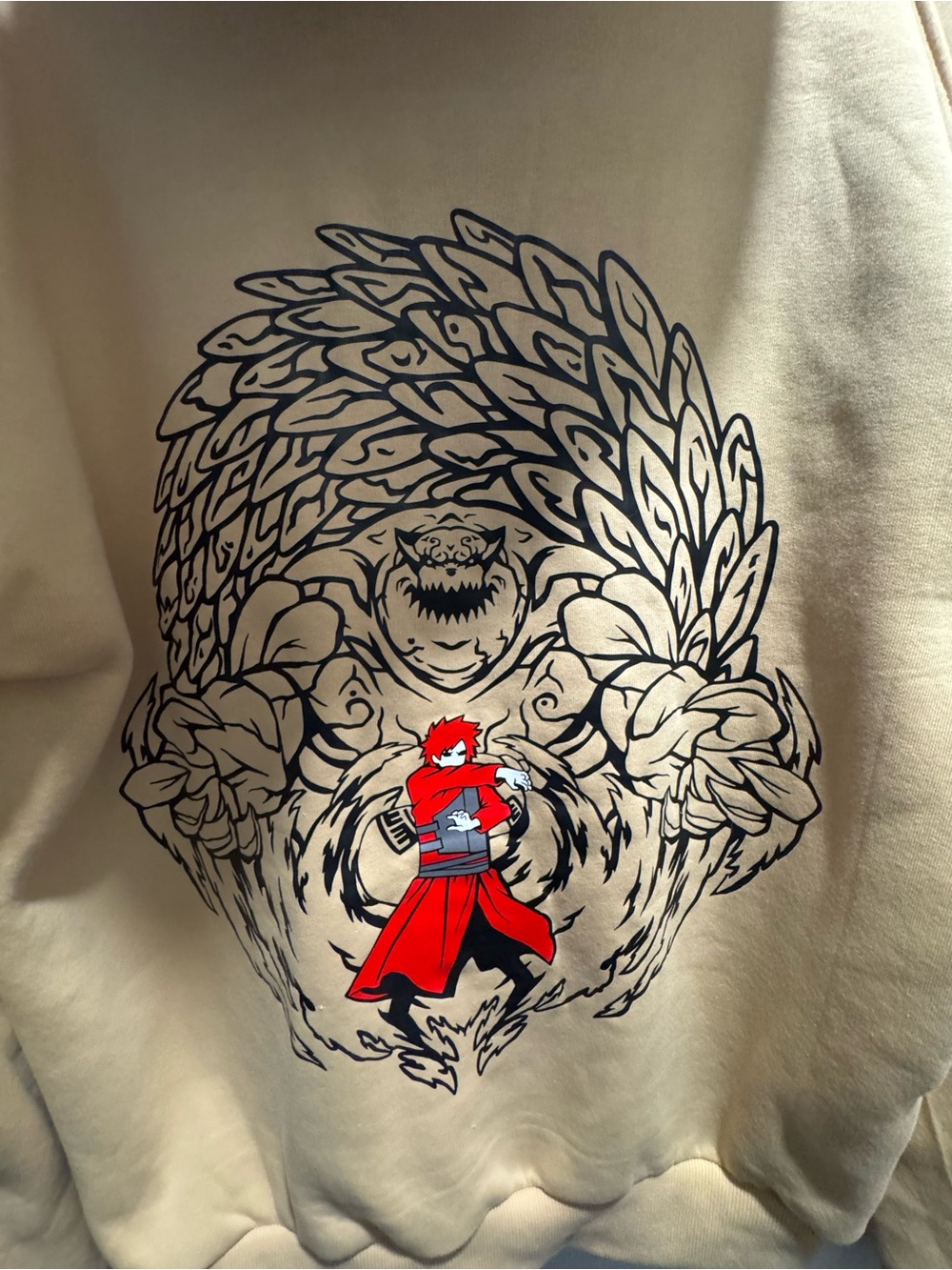Beige Anime Naruto Gaara Graphic Hoodie Sweatshirt - Picture 4 of 8